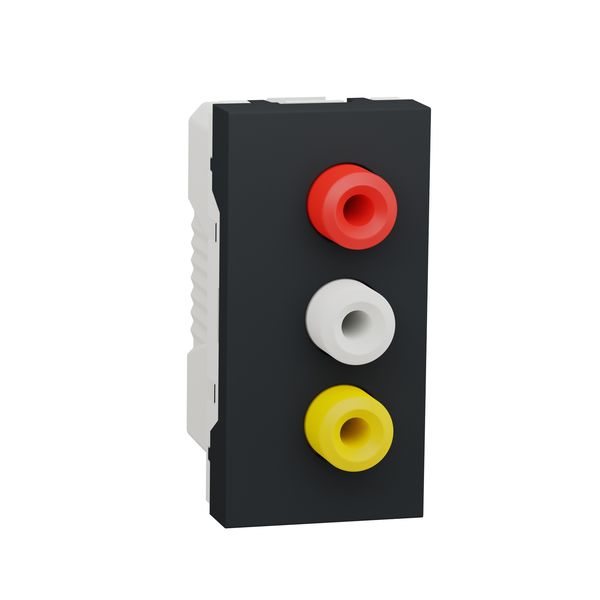 SCHNEIDER ELECTRIC NEW UNICA 3 RCA КОНЕКТОРА 1 МОДУЛ, АНТРАЦИТ