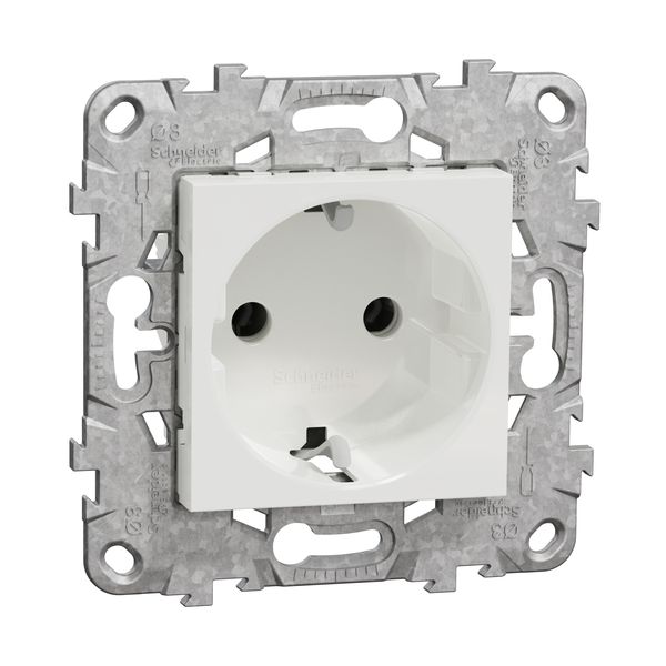 SCHNEIDER ELECTRIC NEW UNICA КОНТАКТ ШУКО С МОНТАЖНА РАМКА, БЯЛ
