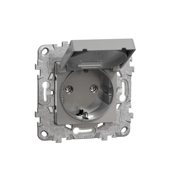 SCHNEIDER ELECTRIC NEW UNICA КОНТАКТ ШУКО IP44 ДЕТСКА ЗАЩИТА, АЛУМИНИЙ ВЛАГОЗАЩИТЕН