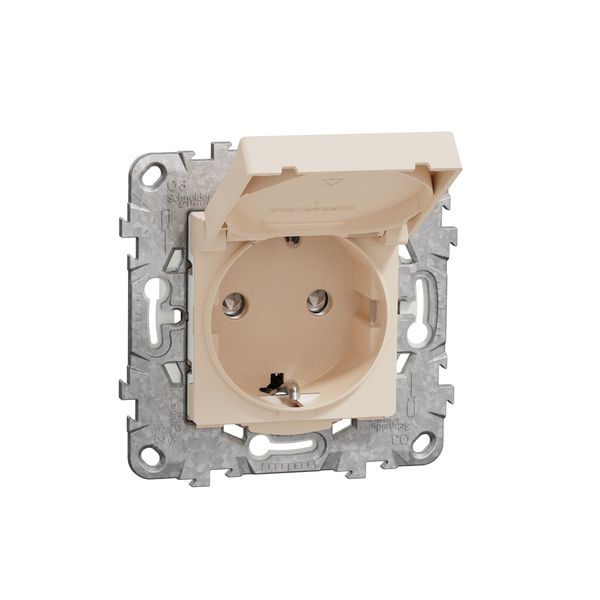 SCHNEIDER ELECTRIC NEW UNICA КОНТАКТ ШУКО IP44 ДЕТСКА ЗАЩИТА, СЛОНОВА КОСТ ВЛАГОЗАЩИТЕН