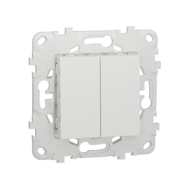 SCHNEIDER ELECTRIC NEW UNICA СЕРИЕН КЛЮЧ С МОНТАЖНА РАМКА, 2 МОДУЛА, БЯЛ