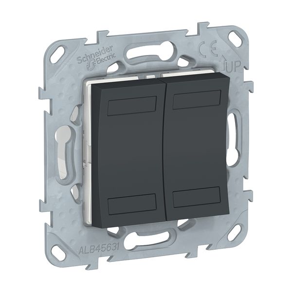 SCHNEIDER ELECTRIC NEW UNICA KNX ПУШ БУТОН ДВОЕН, АНТРАЦИТ, АНТИБАКТ.