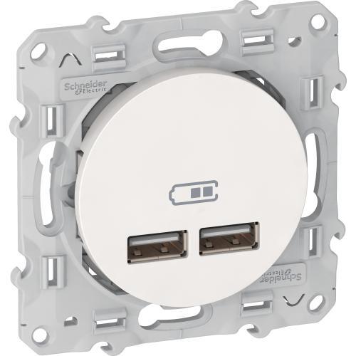 SCHNEIDER ELECTRIC S520407 USB ДВОЙНО ЗАРЯДНО УСТРОЙСТВО ODACE БЯЛ