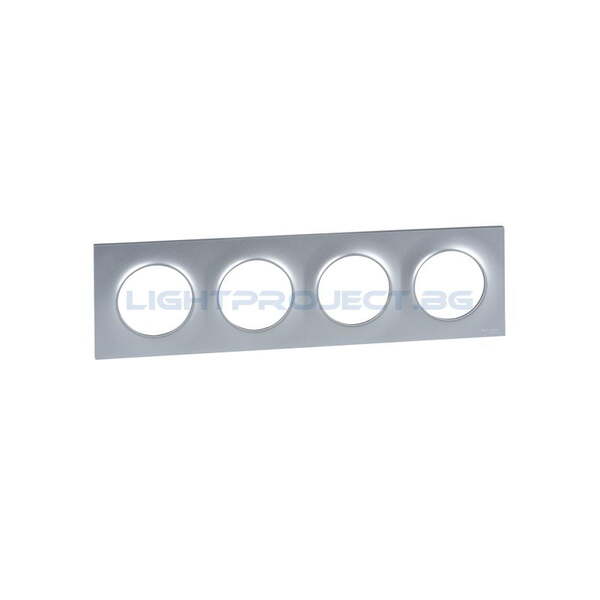 SCHNEIDER ELECTRIC S520708E ODACE STYL ДЕКОРАТИВНА РАМКА ЧЕТВОРНА АЛУМИНИЙ