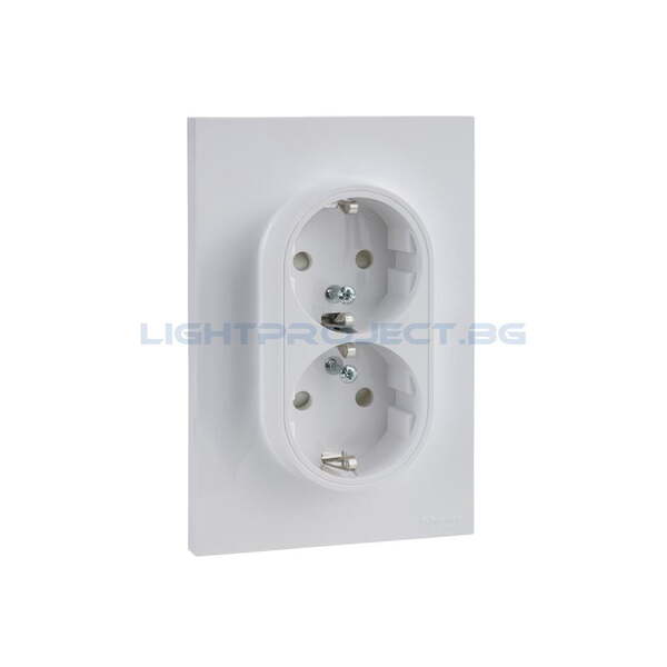 SCHNEIDER ELECTRIC S521087 ДВОЕН КОНТАКТЕН ИЗЛАЗ ШУКО 16 A 2P + E, С ДЕТСКА ЗАЩИТА, С ВИНТОВИ КЛЕМИ