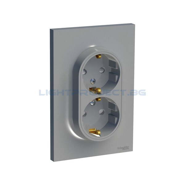 SCHNEIDER ELECTRIC S521087E ДВОЕН КОНТАКТЕН ИЗЛАЗ ШУКО 16 A 2P + E, С ДЕТСКА ЗАЩИТА, С ВИНТОВИ КЛЕМИ ODACE АЛУМИНИЙ