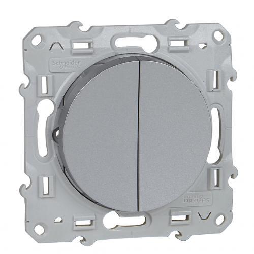 SCHNEIDER ELECTRIC S530213МЕХ. КЛЮЧ ДЕВИАТОРЕН ДВОЕН ODACE, 10А 250V, АЛУМИНИЙ