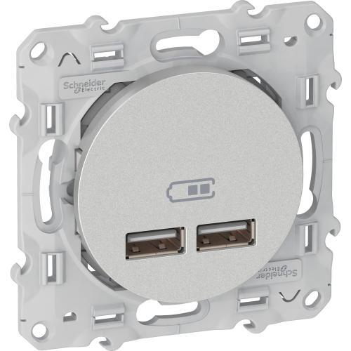SCHNEIDER ELECTRIC S530407 USB ДВОЙНО ЗАРЯДНО УСТРОЙСТВО ODACE АЛУМИНИЙ