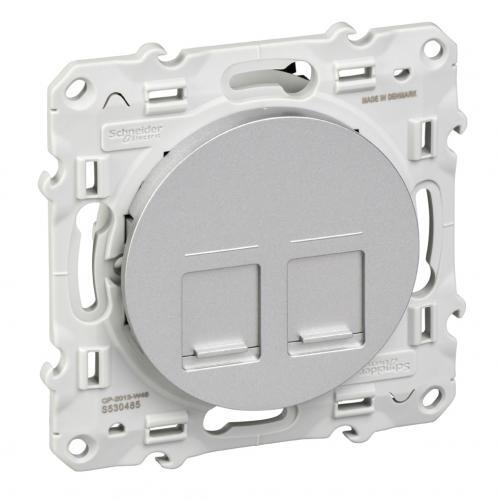 SCHNEIDER ELECTRIC S530481 РОЗЕТКА 2ХRJ45 CAT.5E НЕЕКРАНИРАНА ODACE АЛУМИНИЙ