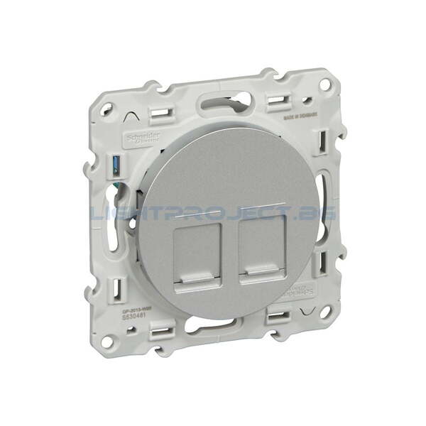 SCHNEIDER ELECTRIC S530486 РОЗЕТКА 2ХRJ45 CAT.6 ЕКРАНИРАНА ODACE АЛУМИНИЙ