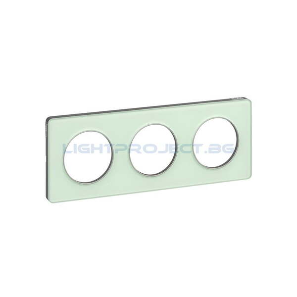 SCHNEIDER ELECTRIC S530806S ODACE TOUCH ALUMINIUM ДЕКОРАТИВНА РАМКА ТРОЙНА ПОЛУПРОЗРАЧНО ЛЕДЕНО ЗЕЛЕНО
