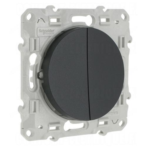 SCHNEIDER ELECTRIC S540214МЕХ. КЛЮЧ ДЕВИАТОРЕН ДВОЕН ODACE, 10А 250V, АНТРАЦИТ