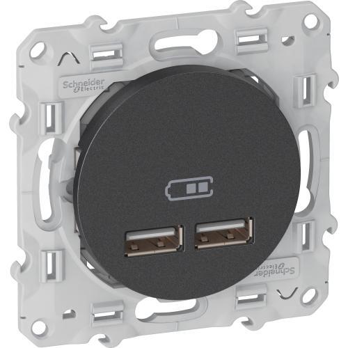 SCHNEIDER ELECTRIC S540407 USB ДВОЙНО ЗАРЯДНО УСТРОЙСТВО ODACE АНТРАЦИТ