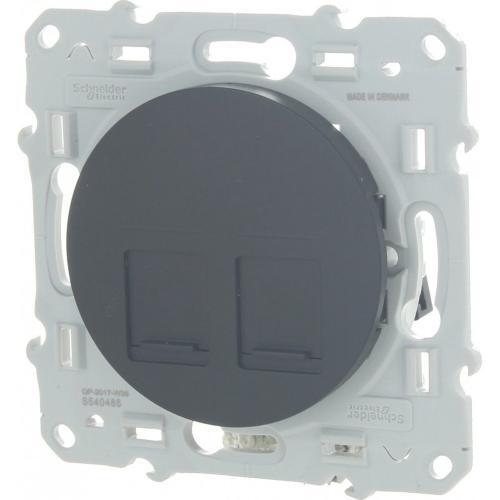 SCHNEIDER ELECTRIC S540485 РОЗЕТКА 2ХRJ45 CAT.6 НЕЕКРАНИРАНА ODACE АНТРАЦИТ