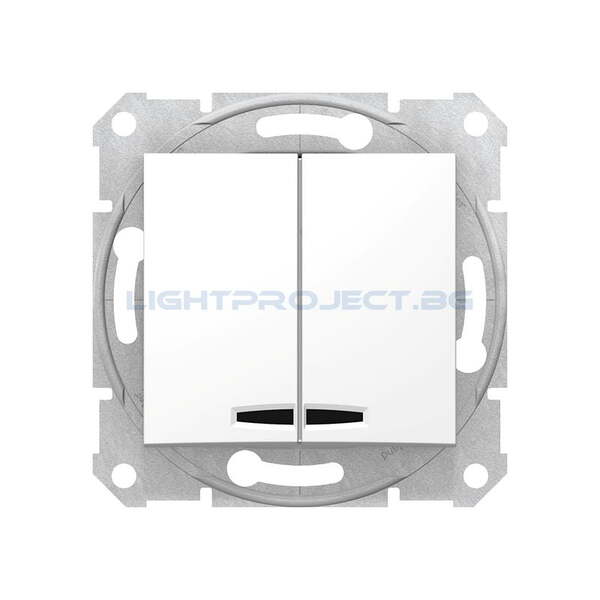SCHNEIDER ELECTRIC SDN0300321 СЕРИЕН КЛЮЧ СЪС СИНЯ ГЛИМ ЛАМПА SEDNA, 10А , БЯЛ