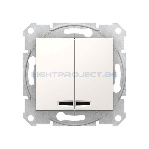 SCHNEIDER ELECTRIC SDN0300323 СЕРИЕН КЛЮЧ СЪС СИНЯ ГЛИМ ЛАМПА SEDNA, 10А , КРЕМ