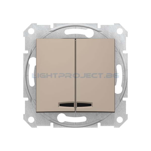 SCHNEIDER ELECTRIC SDN0300368 СЕРИЕН КЛЮЧ СЪС СИНЯ ГЛИМ ЛАМПА SEDNA, 10А , ТИТАНИЙ