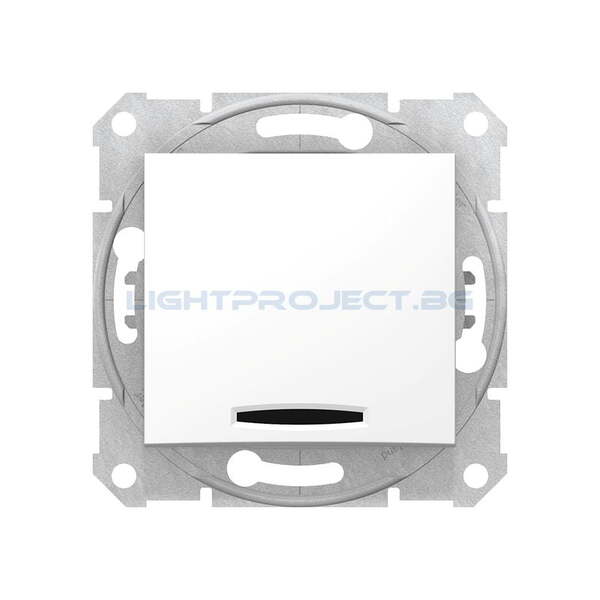 SCHNEIDER ELECTRIC SDN0501121 КРЪСТАТ КЛЮЧ СЪС СИНЯ ГЛИМ ЛАМПА SEDNA, 10А , БЯЛ
