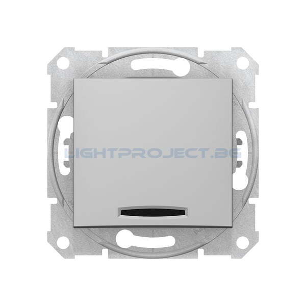 SCHNEIDER ELECTRIC SDN0501160 КРЪСТАТ КЛЮЧ СЪС СИНЯ ГЛИМ ЛАМПА SEDNA, 10А , АЛУМИНИЙ