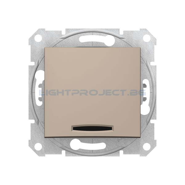 SCHNEIDER ELECTRIC SDN0501168 КРЪСТАТ КЛЮЧ СЪС СИНЯ ГЛИМ ЛАМПА SEDNA, 10А , ТИТАНИЙ