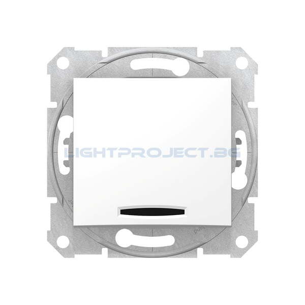 SCHNEIDER ELECTRIC SDN1400121 ЕДНОПОЛЮСЕН КЛЮЧ СЪС СИНЯ ГЛИМ ЛАМПА SEDNA, 10А , БЯЛ