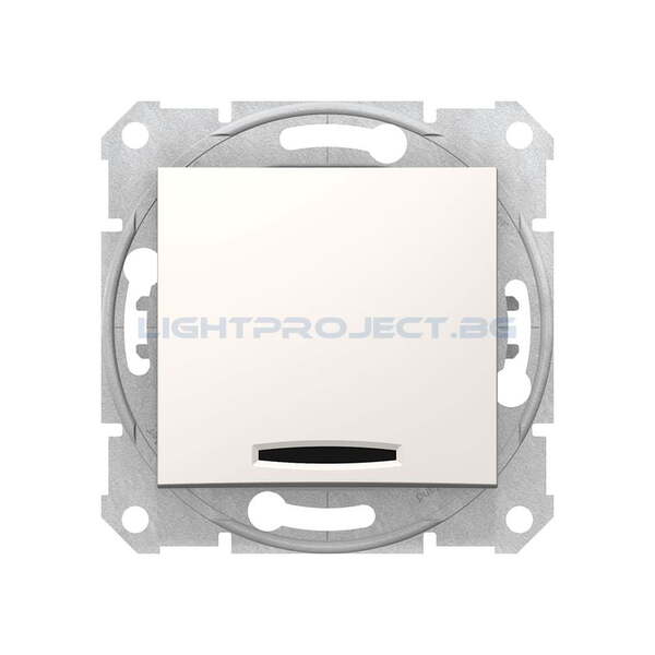 SCHNEIDER ELECTRIC SDN1400123 ЕДНОПОЛЮСЕН КЛЮЧ СЪС СИНЯ ГЛИМ ЛАМПА SEDNA, 10А , КРЕМ