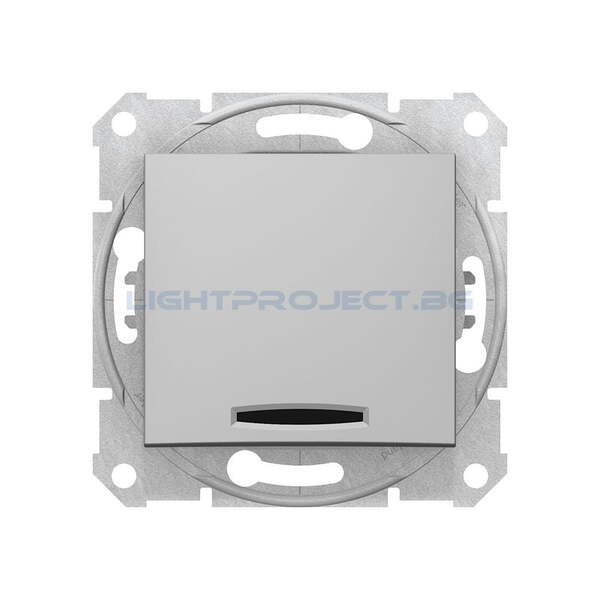 SCHNEIDER ELECTRIC SDN1400160 ЕДНОПОЛЮСЕН КЛЮЧ СЪС СИНЯ ГЛИМ ЛАМПА SEDNA, 10А , АЛУМИНИЙ