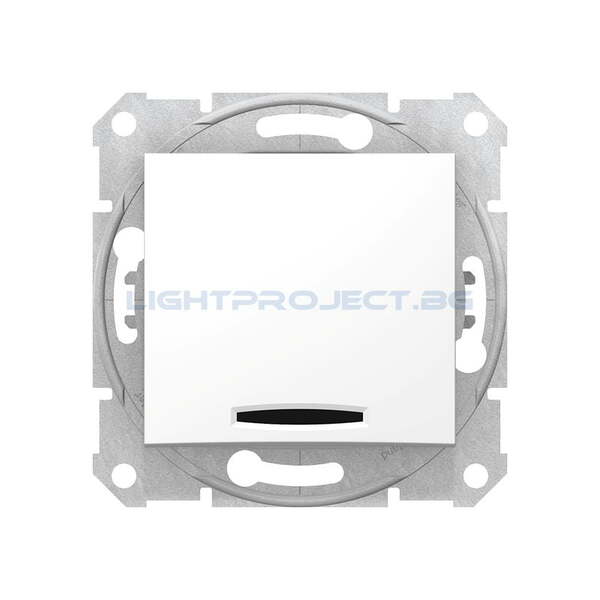 SCHNEIDER ELECTRIC SDN1500121 ДЕВИАТОРЕН КЛЮЧ СЪС СИНЯ ГЛИМ ЛАМПА SEDNA, 10А , БЯЛ