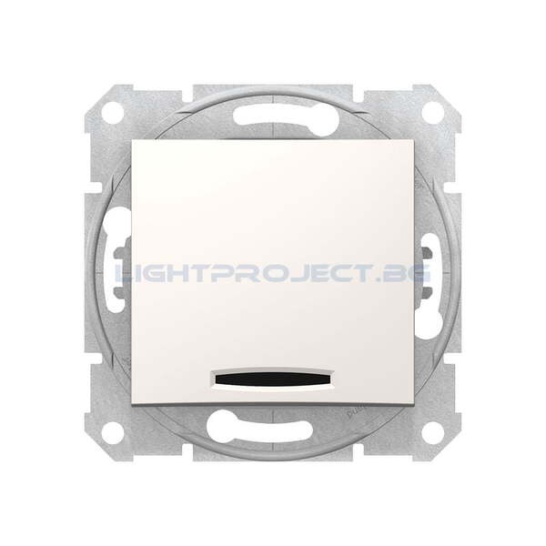 SCHNEIDER ELECTRIC SDN1500123 ДЕВИАТОРЕН КЛЮЧ СЪС СИНЯ ГЛИМ ЛАМПА SEDNA, 10А , КРЕМ