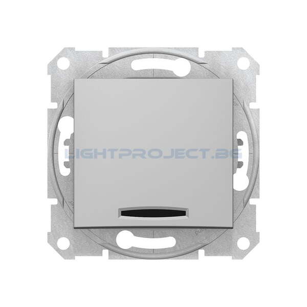 SCHNEIDER ELECTRIC SDN1500160 ДЕВИАТОРЕН КЛЮЧ СЪС СИНЯ ГЛИМ ЛАМПА SEDNA, 10А , АЛУМИНИЙ