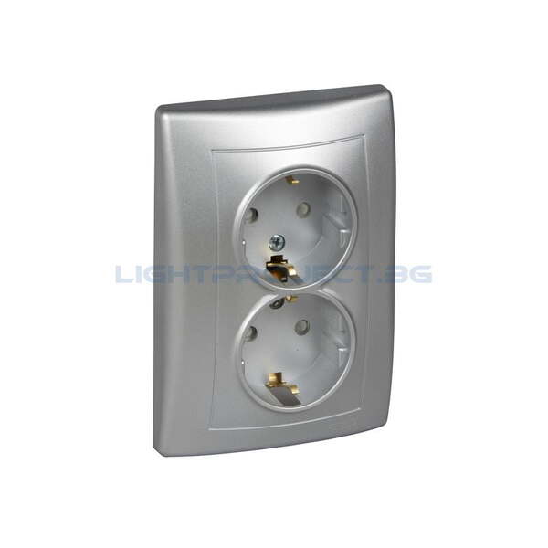 SCHNEIDER ELECTRIC SDN3000460 ДВОЕН КОНТАКТ С ДЕТСКА ЗАЩИТА SEDNA, 16А, АЛУМИНИЙ