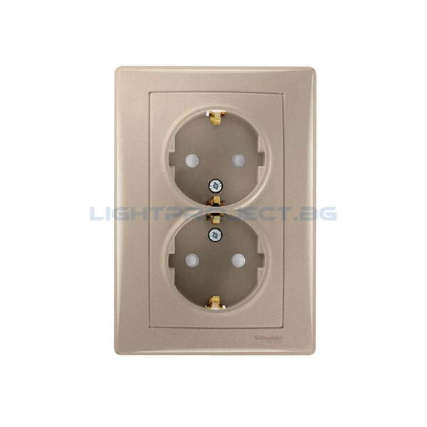 SCHNEIDER ELECTRIC SDN3000468 ДВОЕН КОНТАКТ С ДЕТСКА ЗАЩИТА SEDNA, 16А, ТИТАНИЙ