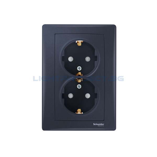 SCHNEIDER ELECTRIC SDN3000470 ДВОЕН КОНТАКТ С ДЕТСКА ЗАЩИТА SEDNA, 16А, ГРАФИТ
