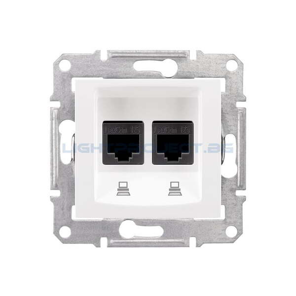 SCHNEIDER ELECTRIC SDN4400121 ИНФОРМАЦИОННА РОЗЕТКА 2XRJ45 КАТ.5Е UTP SEDNA, 16А, БЯЛ