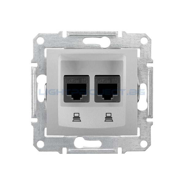 SCHNEIDER ELECTRIC SDN4400160 ИНФОРМАЦИОННА РОЗЕТКА 2XRJ45 КАТ.5Е UTP SEDNA, 16А, АЛУМИНИЙ