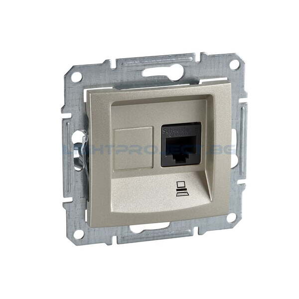 SCHNEIDER ELECTRIC SDN4700168 ИНФОРМАЦИОННА РОЗЕТКА RJ45 КАТ.6 UTP SEDNA, 16А, ТИТАНИЙ