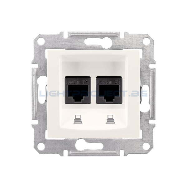 SCHNEIDER ELECTRIC SDN4800123 ИНФОРМАЦИОННА РОЗЕТКА 2XRJ45 КАТ.6 UTP SEDNA, 16А, КРЕМ