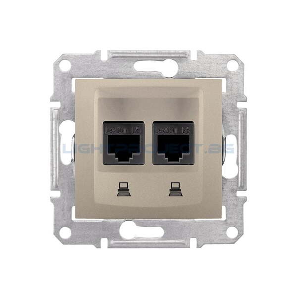 SCHNEIDER ELECTRIC SDN4800168 ИНФОРМАЦИОННА РОЗЕТКА 2XRJ45 КАТ.6 UTP SEDNA, 16А, ТИТАНИЙ