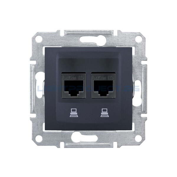 SCHNEIDER ELECTRIC SDN4800170 ИНФОРМАЦИОННА РОЗЕТКА 2XRJ45 КАТ.6 UTP SEDNA, 16А, ГРАФИТ