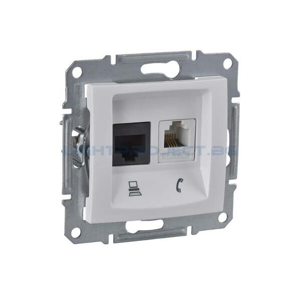SCHNEIDER ELECTRIC SDN5100121 РОЗЕТКА ТЕЛЕФОННА И ИНФОРМАЦИОННА RJ11+RJ45 КАТ.5Е UTP SEDNA, 16А, БЯЛ