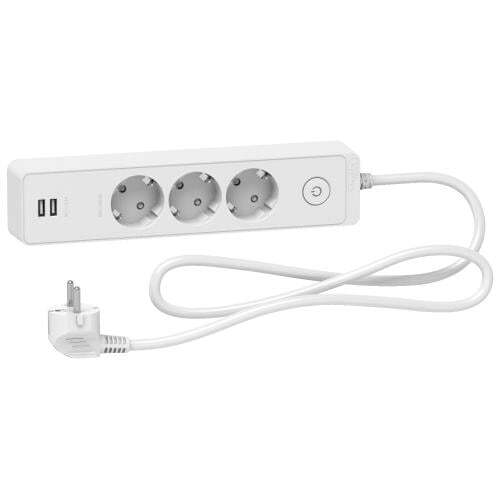 SCHNEIDER ELECTRIC ST943U1W UNICA РАЗКЛОНИТЕЛ ШУКО 3 ГНЕЗДА, 2Х USB, 1.5М, КЛЮЧ- БЯЛ