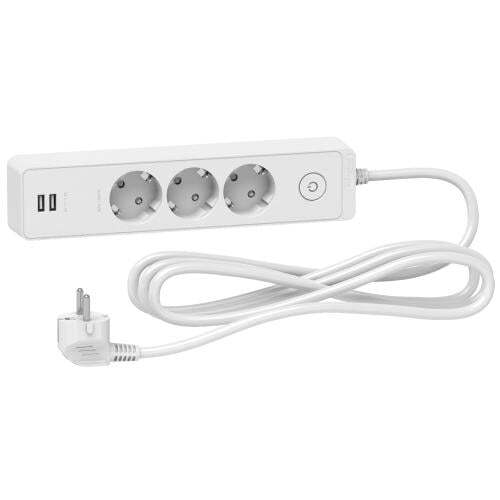 SCHNEIDER ELECTRIC ST943U3W UNICA РАЗКЛОНИТЕЛ ШУКО 3 ГНЕЗДА, 2Х USB, 3М, КЛЮЧ- БЯЛ