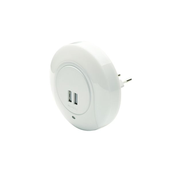 ACA LIGHTING LED NIKE 1W 4000K НАСТОЛНА ЛАМПА WITH 2 USB PORTS, ON/OFF K AUTO MODE, WHITE PLASTIC 230V IP20 ACA-SF78LED