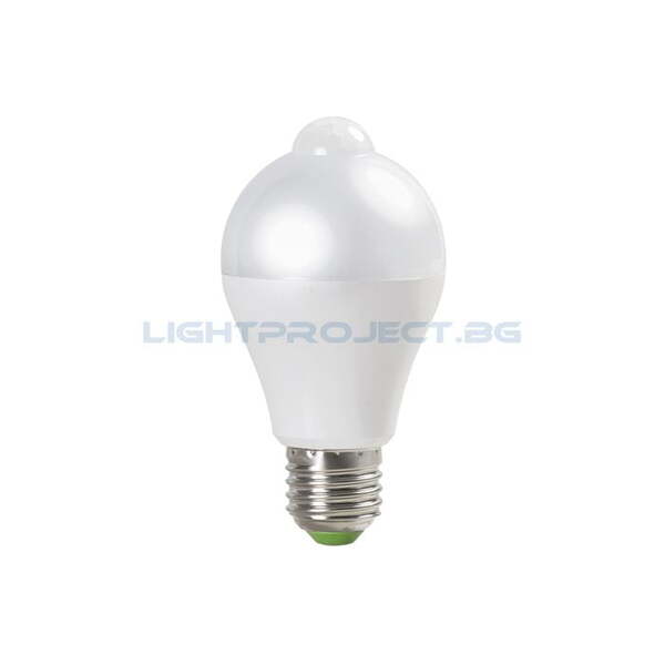 ULTRALUX LED ЛАМПА КРУШКА СЪС СЕНЗОР ЗА ДВИЖЕНИЕ И ОСВЕТЕНОСТ 6W, E27, 220-240V AC, НЕУТРАЛНА СВЕТЛИНА
