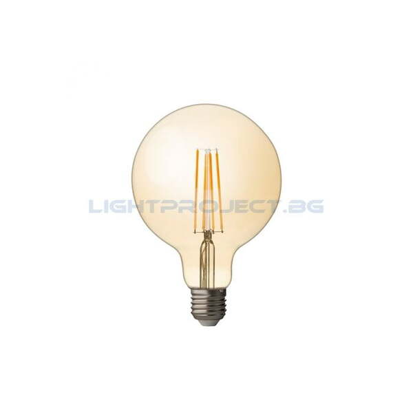 ULTRALUX LED FILAMENT ЛАМПА ТОПКА, ДИМИРАЩА, 4W, E27, 2500K, 220-240V AC, АМБЪР