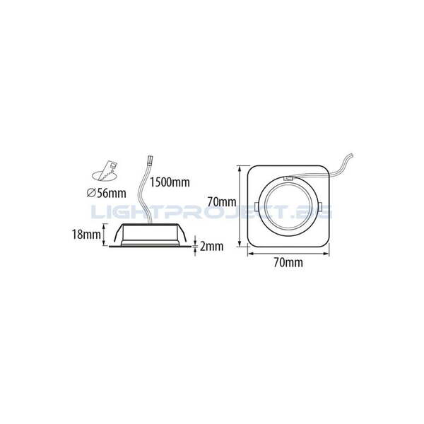 ULTRALUX МЕБЕЛНА LED ЛУНА ЗА ВГРАЖДАНЕ 3W, 4200K, 12V DC, IP44, САТИНИРАН МЕСИНГ ВЛАГОЗАЩИТЕН