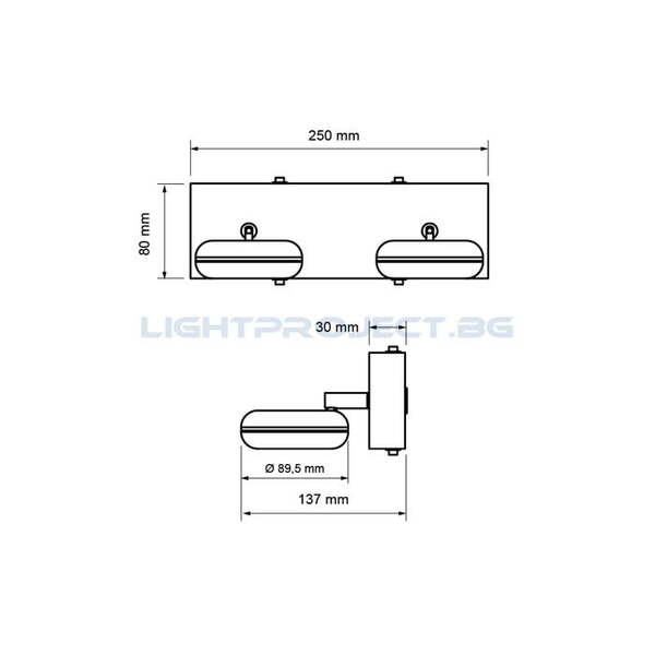 ULTRALUX LED ОСВЕТИТЕЛНО ТЯЛО ЗА БАНЯ, 2X5W, 2700K ХРОМ, IP44 ВЛАГОЗАЩИТЕН