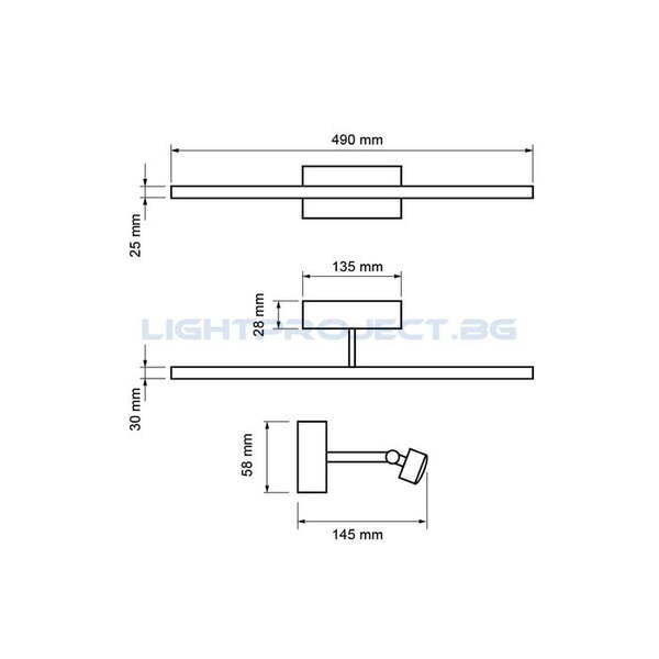 ULTRALUX LED ОСВЕТИТЕЛНО ТЯЛО ЗА БАНЯ, 8W, 4200K, 220-240V AC, ХРОМ, IP44 ВЛАГОЗАЩИТЕН