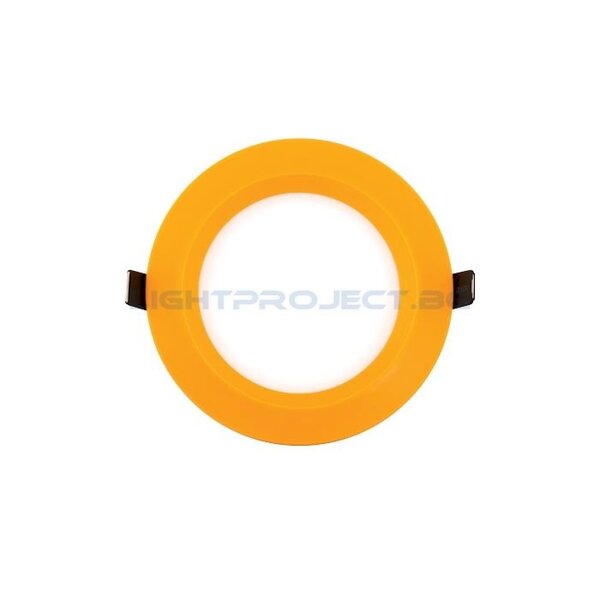 ULTRALUX LED ПАНЕЛ ЗА ВГРАЖДАНЕ, КРЪГ, ОРАНЖЕВА РАМКА, 6W, 4200K, 220-240V AC, НЕУТРАЛНА СВЕТЛИНА