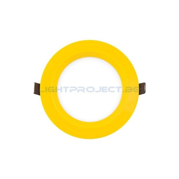 ULTRALUX LED ПАНЕЛ ЗА ВГРАЖДАНЕ, КРЪГ, ЖЪЛТА РАМКА, 6W, 4200K, 220-240V AC, НЕУТРАЛНА СВЕТЛИНА